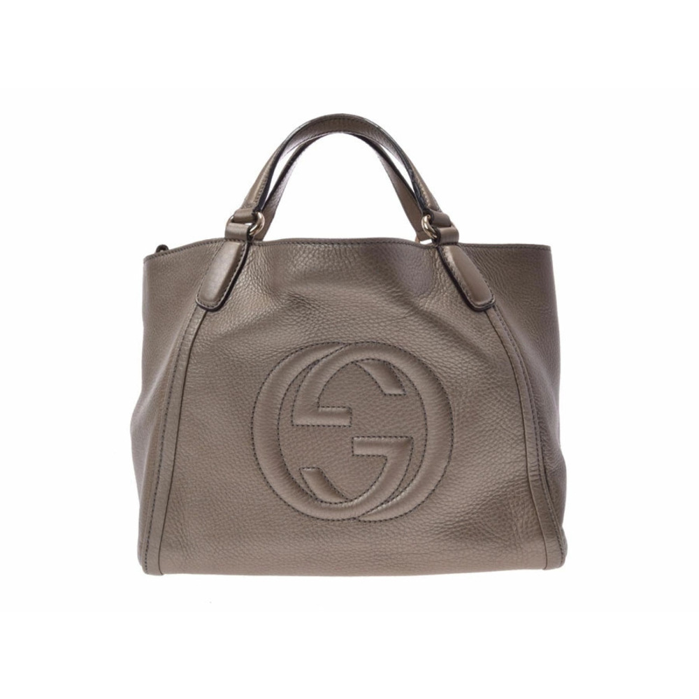 Gucci Soho handbag leather Bron White tone